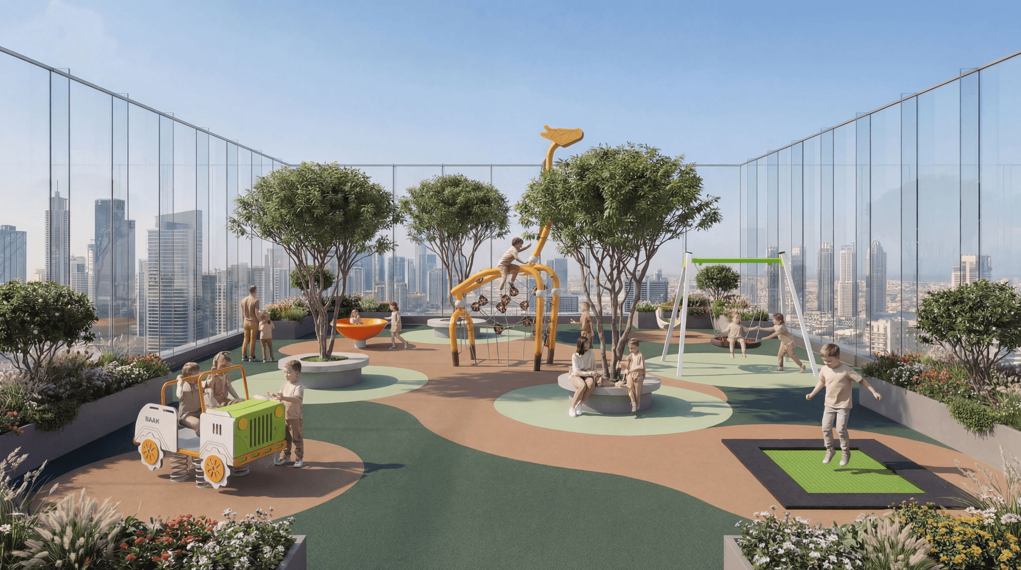 Adventure play landscape with natural elements